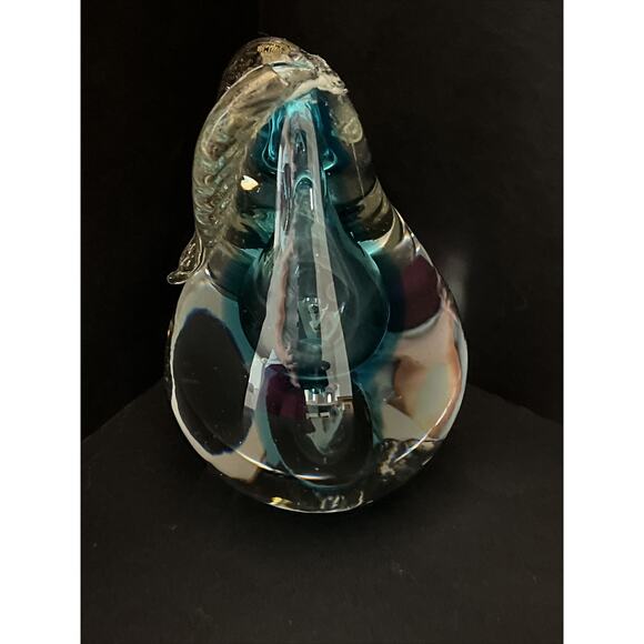 Vtg Chalet Canada Art Glass Blue Gold Clear MCM Paperweight Pear PLEASE READ - Picture 5 of 16